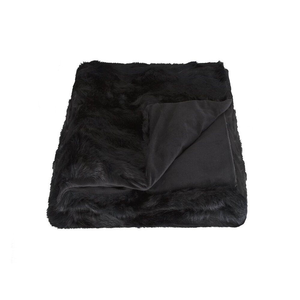 Natural Home Decor Classic Rabbit Throw | 1-Piece | Black | 50"x60"